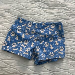 Savage Barbell Blue and White Paw Print Bike Shorts